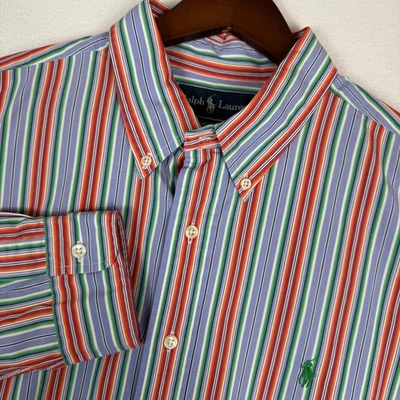 Camisa Polo Ralph Lauren Para Hombre XL Colorida Rayas Verticales Manga Larga Abotonada Foto 1 de 4
