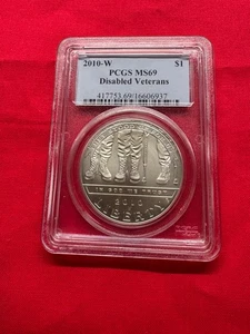 2010-W DISABLED  VETERANS PCGS MS69 ORIGINAL OWNER PURCHASED FREE SHIPPING - Picture 1 of 5
