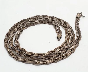 Long 24.5" 5mm Italian Solid 925 Sterling Silver Triple Strand Woven Necklace - Picture 1 of 14