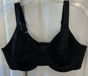 Vanity Fair Women's Bra Size 40D Black 76080 Has Embroidery in Front Middle - Picture 1 of 3