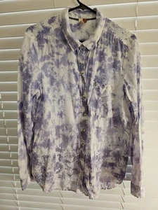 Pilcro Anthropologie the Cate Tie Dye Embroidered Button Down Blouse Shirt Sz L - Bild 1 von 3
