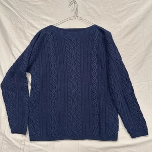 Polo Ralph Lauren Cable Knit Sweater Womens Size Small Blue Pullover Hand Knit - Picture 1 of 7