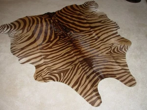TIGER GENUINE LEATHER COWHIDE WITH HAIR AREA RUG~UPHOLSTERY FABRIC FOR LESS - Picture 1 of 3