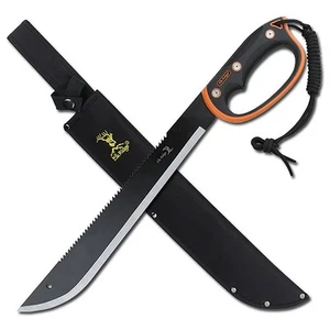 Elk Ridge - Outdoors Fixed Blade Machete - 21.5-in Overall, Black Reverse Serrat - Picture 1 of 5