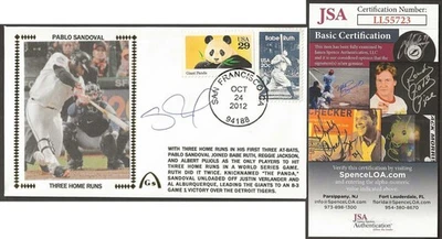 Pablo Sandoval JSA Signed 3 Home Run World Series Game Gateway Stamp Cachet - Image 1 of 4