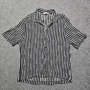 ZARA Black & White Men’s crochet shirt Size XL - Picture 1 of 7