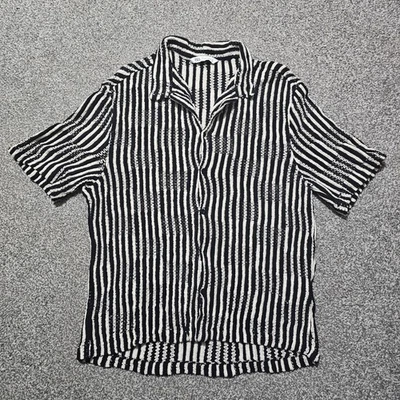 ZARA Black & White Men’s crochet shirt Size XL - Image 1 of 4
