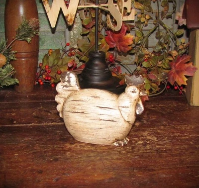 Primitive Resin Rustic Destress Country Vtg Style Farm House Chicken Sitting Hen - Image 1 of 4