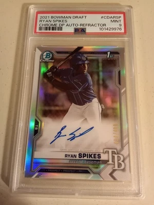 2021 Bowman Chrome Ryan Spikes #424/499 AUTOGRAPH REFRACTOR #CDA-RSP PSA 9 Mint - Image 1 of 2