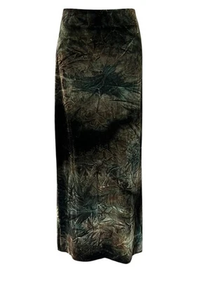 Cache Crushed Velvet Maxi Skirt Green Brown Tie Dye Boho Goth Y2K Glam Large - Image 1 of 4