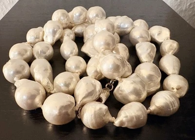 FABIANI ECHTE WEIßE BAROCK PERLENKETTE NATURPERLEN UNIKAT 90 CM - Bild 1 von 4