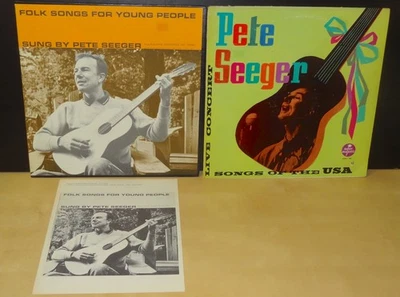 2 LOT PETE SEEGER: FOLK SONGS FOR YOUNG PEOPLE w/INS ORIG 1959 & SONG OF THE USA - Image 1 of 4