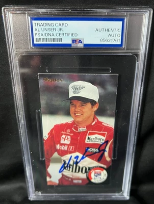 1995 Skybox Indy 500 #73 Al Unser Jr Autographed Signed Card PSA HOF Auto - Image 1 of 2