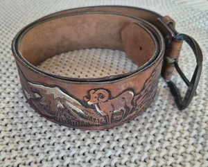  Vintage Lyntone LATITAN Leder Handwerk handgebeizt Gürtel 34  - Bild 1 von 7