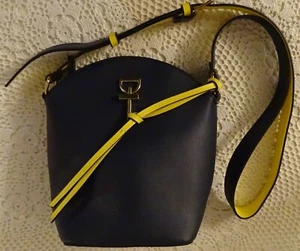 M&S COLLECTION navy blue and yellow bucket bag - perfect new condition - Picture 1 of 17