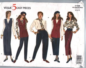 OOP Vogue 1194 5 Easy Pieces Sewing Pattern Plus Size 20 22 24 - Picture 1 of 2