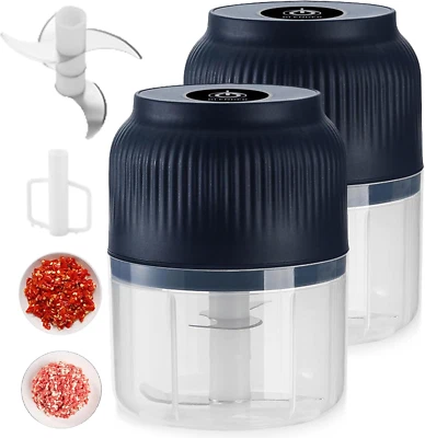 2 Pezzi Taglia Cipolla Elettrico, 300 Ml Con Frusta, Mini Tritatutto Elettrico R - Immagine 1 di 4