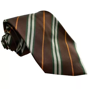Burberry London Silk Necktie Green Brown White Orange Striped NWT $115 - Picture 1 of 6