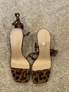 Women Leopard High Heels Fashion Cross Strappy Sexy Pumps Stiletto Party Shoes - Picture 1 of 9