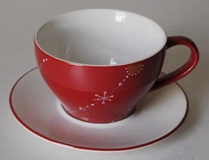 STARBUCKS 2006 HOLIDAY red cup and saucer RED tree - Picture 1 of 2