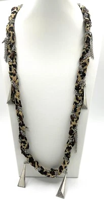 Belle Noel Kim Kardashian пушечный металл 30 дюймов ожерелье с леопардовая замша - Изображение 1 из 4
