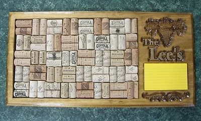 Custom handmade wine cork bulletin board with personalization - Image 1 of 3