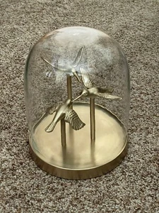 Pier 1 Imports Glass Dome Gold Hummingbird Trio Globe Accent Decor Bird - Picture 1 of 6