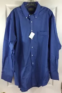 Stafford Executive Pinpoint Oxford Shirt Mens 18-36 Blue Long Sleeve 100% Cotton - Picture 1 of 6