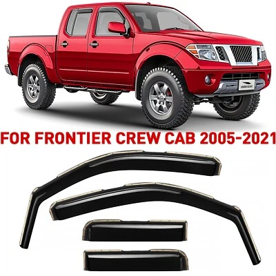 Deflectores de ventana lateral protectores de lluvia para Nissan Frontier 2005-2021 doble cabina Foto 1 de 4