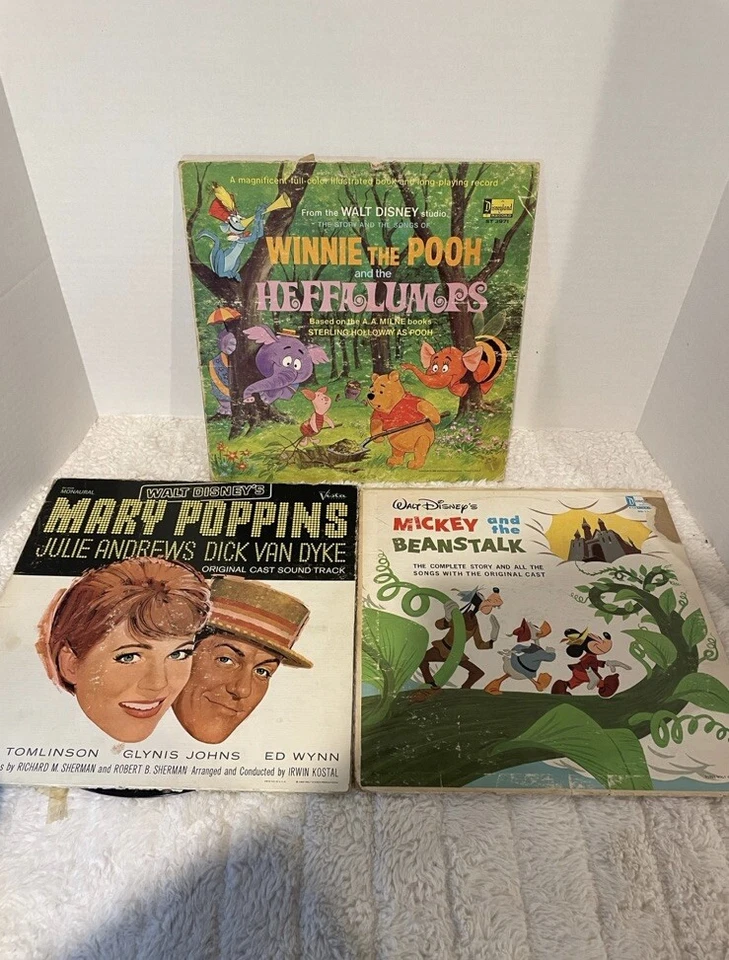 Lote de discos de Winnie The Pooh Mary Poppins de Walt Disney Records de colección raro de los años 60 Foto 1 de 4