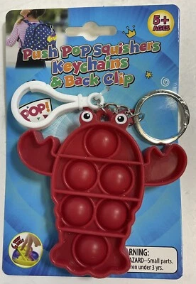 Llavero Push Pop Squishers y Clip Trasero Rojo Langosta Juguete Sensorial Inquieto OldGnu Foto 1 de 4