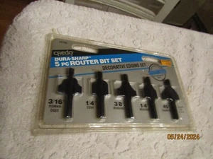 CREDO 14750 Dura Sharp 5 piezas Router Bid Set Set Decorativo Bordes Nuevo de Lote Antiguo Sellado - Imagen 1 de 2