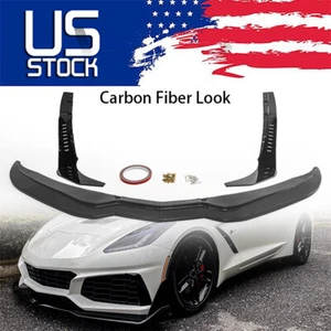 For 14-19 Corvette C7 Z06 Stage 3 Carbon ABS Front Lip Splitter Side Winglets US - Picture 1 of 10