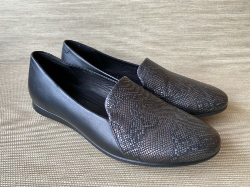 Mocassini slip on donna Ecco in pelle nera taglia 38