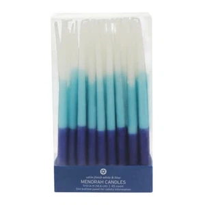 Velas de llama Menorá de 45 quilates blanco/azul ombre acabado satinado 5,75" Hanukkah Janucá - Imagen 1 de 1