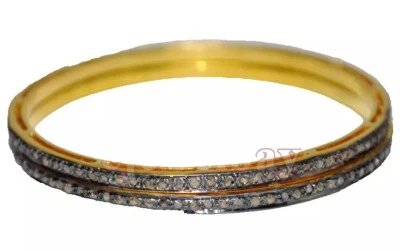 Brazalete de aniversario de aspecto antiguo de plata de ley 925 con diamantes talla rosa de 2,60 quilates Foto 1 de 4