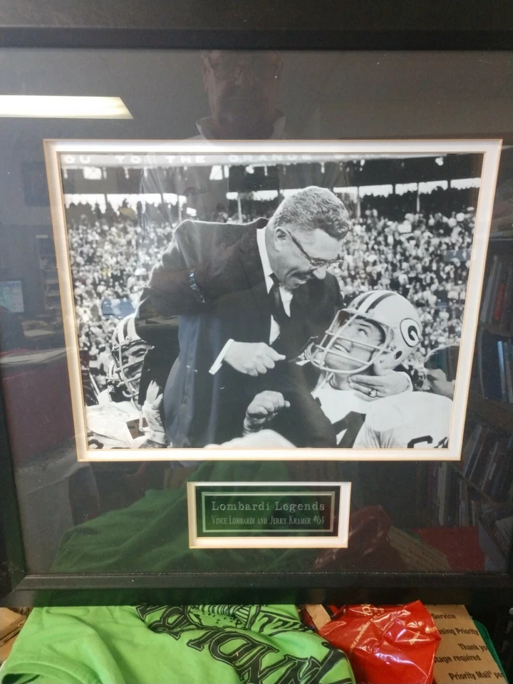 Green Bay Packers Lombardi Legends Vince & Jerry Kramer #64 COA 22"x22" - Image 1 of 4