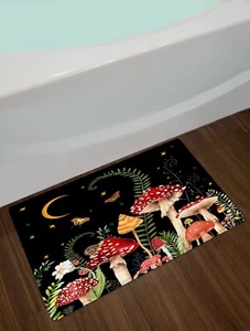 Psychedelic Mushroom Boho Wonderland Butterfly Door Bath Mat Kitchen Floor Rugs - Picture 1 of 8