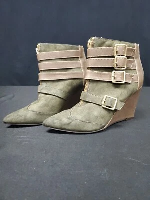 Botines Michael Antonio Caxton Tacón Cuña Cremallera Trasera Hebilla Acentos Talla 7 Foto 1 de 4