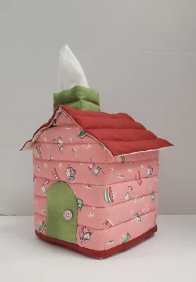 House Shaped Tissue Box Cover Green/Pink/Red - Image 1 of 4