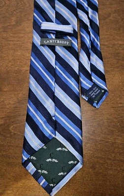 Corbata Canterbury Pura Seda Azul Rayas Clásica Foto 1 de 4