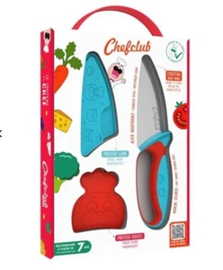 CHEFCLUB KIDS ~ RED & BLUE KNIFE ~ NOT A TOY ~ EDUCATIONAL ~ COOKING ~ 7 & Up - Picture 1 of 4