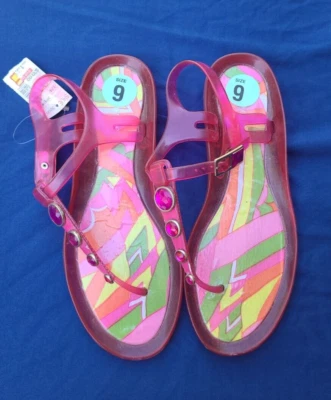 BAMBOO Hot Pink London 01 透明水钻丁字鞋 9 码 — 第 1/4 张图片