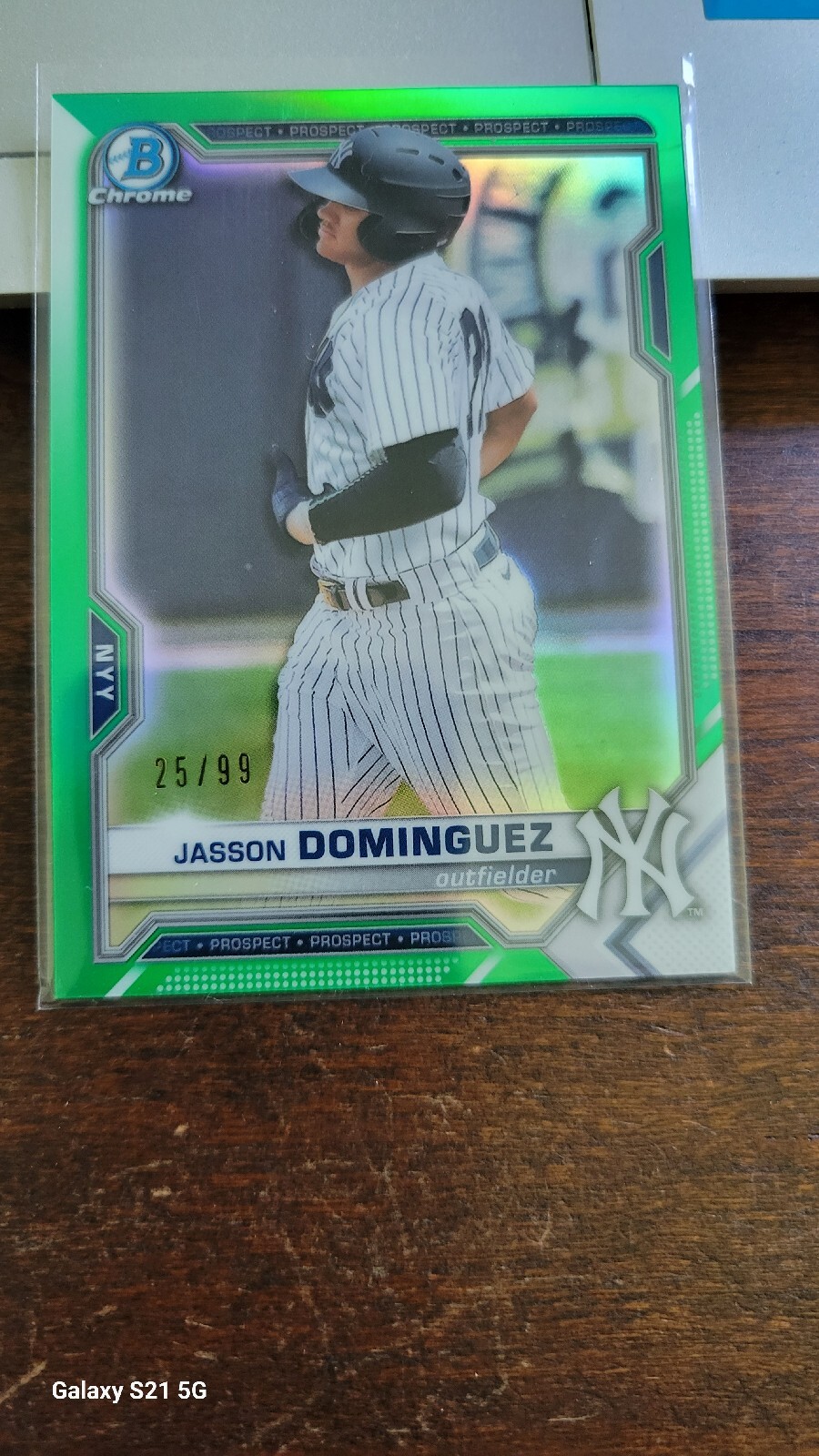 Jasson Dominguez 2021 Bowman Chrome GREEN Refractor 25/99 #BCP-13 Yankees