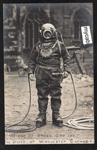 Postcard Winchester Hampshire the Cathedral Diver suit helmet RP - Picture 1 of 2