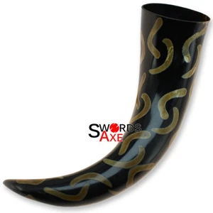 Handcrafted Natural Black Medieval Drinking Horn Beer Renaissance Real Buffalo - Picture 1 of 1