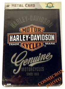 Carte postale en métal logo HARLEY DAVIDSON plaque moto Genuine cycles postcard - Picture 1 of 1