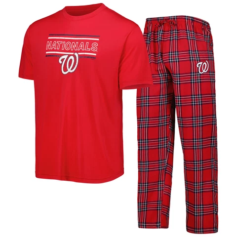 Men's Concepts Sport Red/Navy Washington Nationals Badge T-Shirt & Pants Sleep Cover