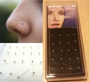 Sterling Silver "To Bend" Nose Stud Wire 1.5mm / 2mm Ball Head 10mm Post - Picture 1 of 6