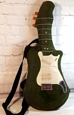 Bolsa de pelúcia vintage IXCHEL guitarra verde veludo forrado com zíper ajustável - Imagem 1 de 4